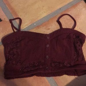Burgundy small cropped shirt